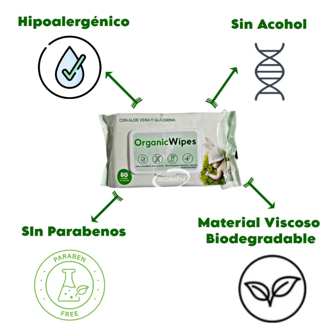TOALLAS HUMEDAS ORGANIC WIPES 1X80HJ