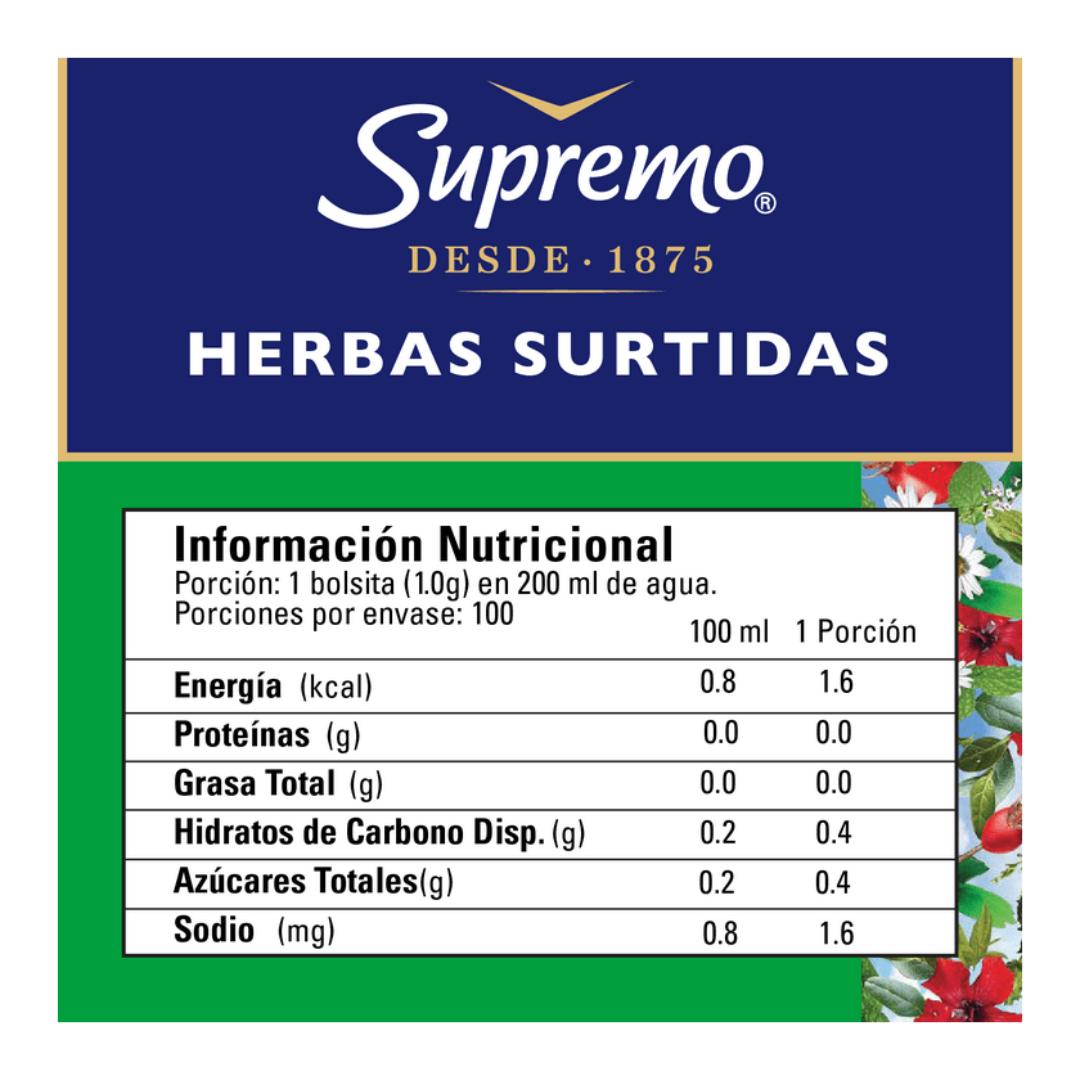 TE SUPREMO HIERBAS SURTIDAS 100 BOLSAS