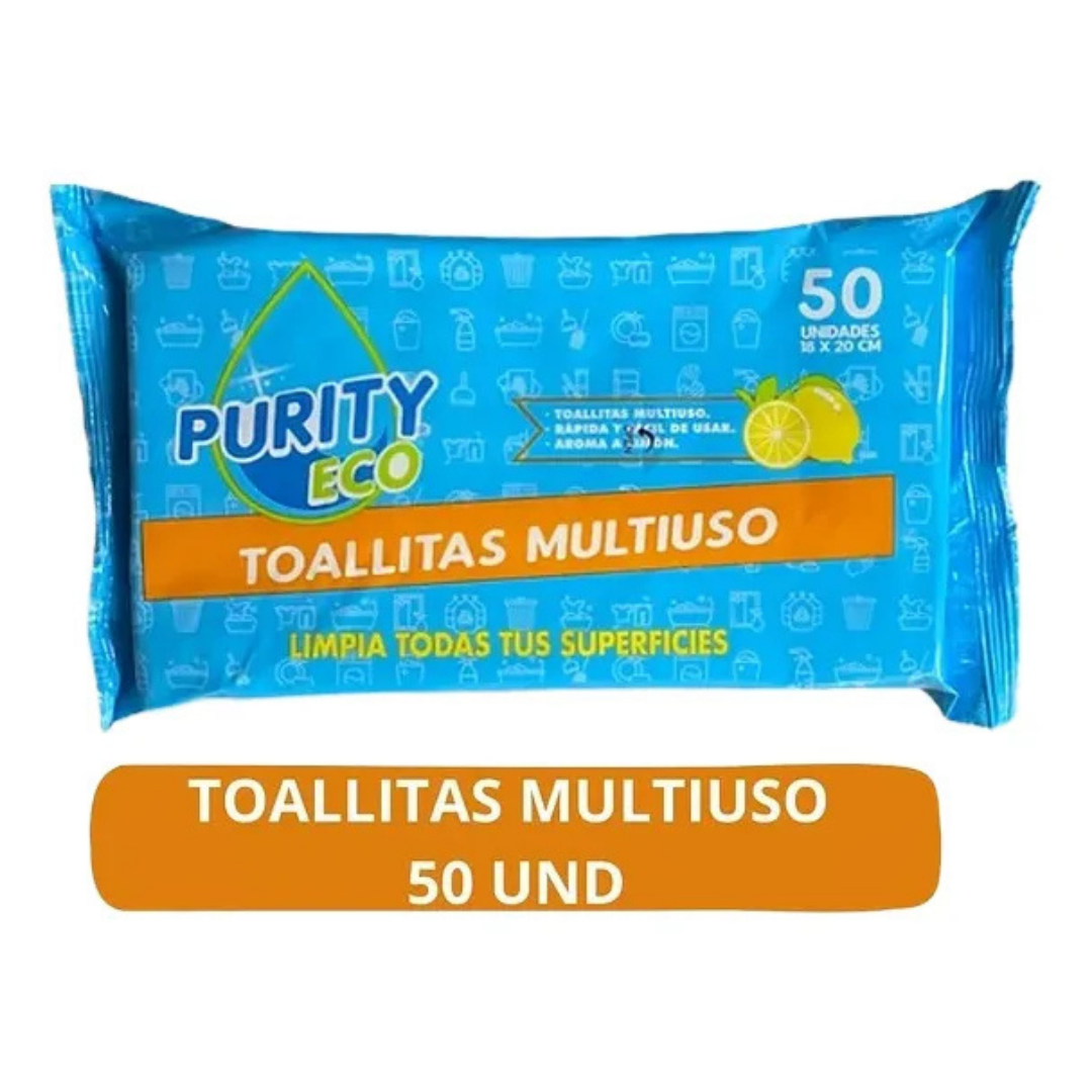 TOALLITAS HUMEDAS MULTIUSO DESINFECTANTE 1X50 PURITY ECO