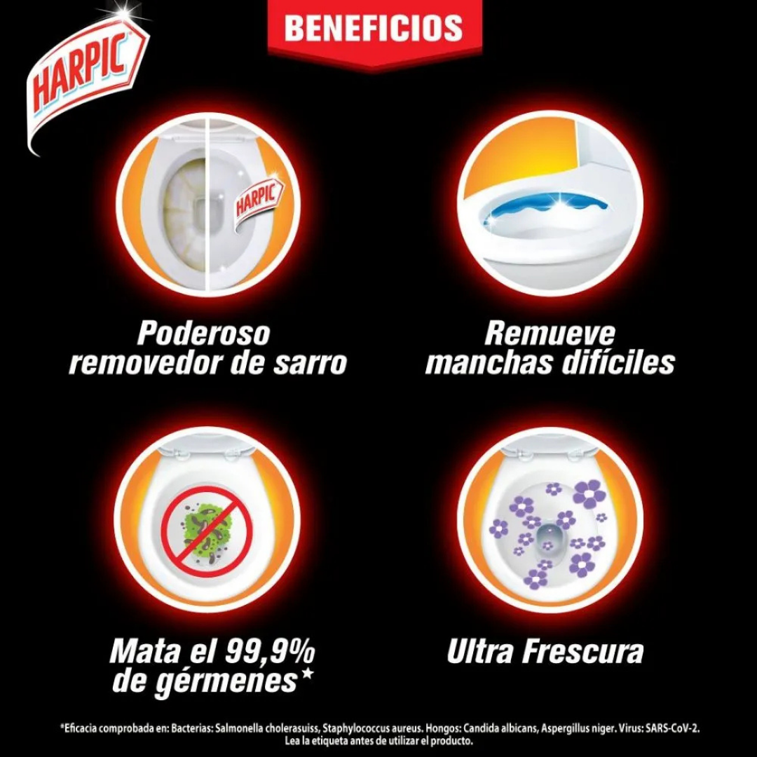 LIMPIADOR DE INODORO HARPIC DESINFECTANTE REMOVEDOR DE SARRO 500 ML