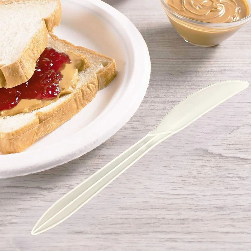 CUCHILLO PLASTICO BLANCO 1X100