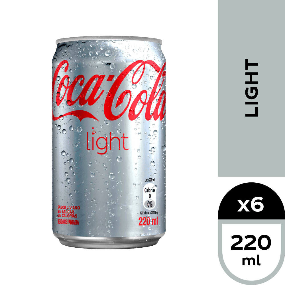 BEBIDA EN LATA COCA COLA LIGHT MINI 220ML 1X6