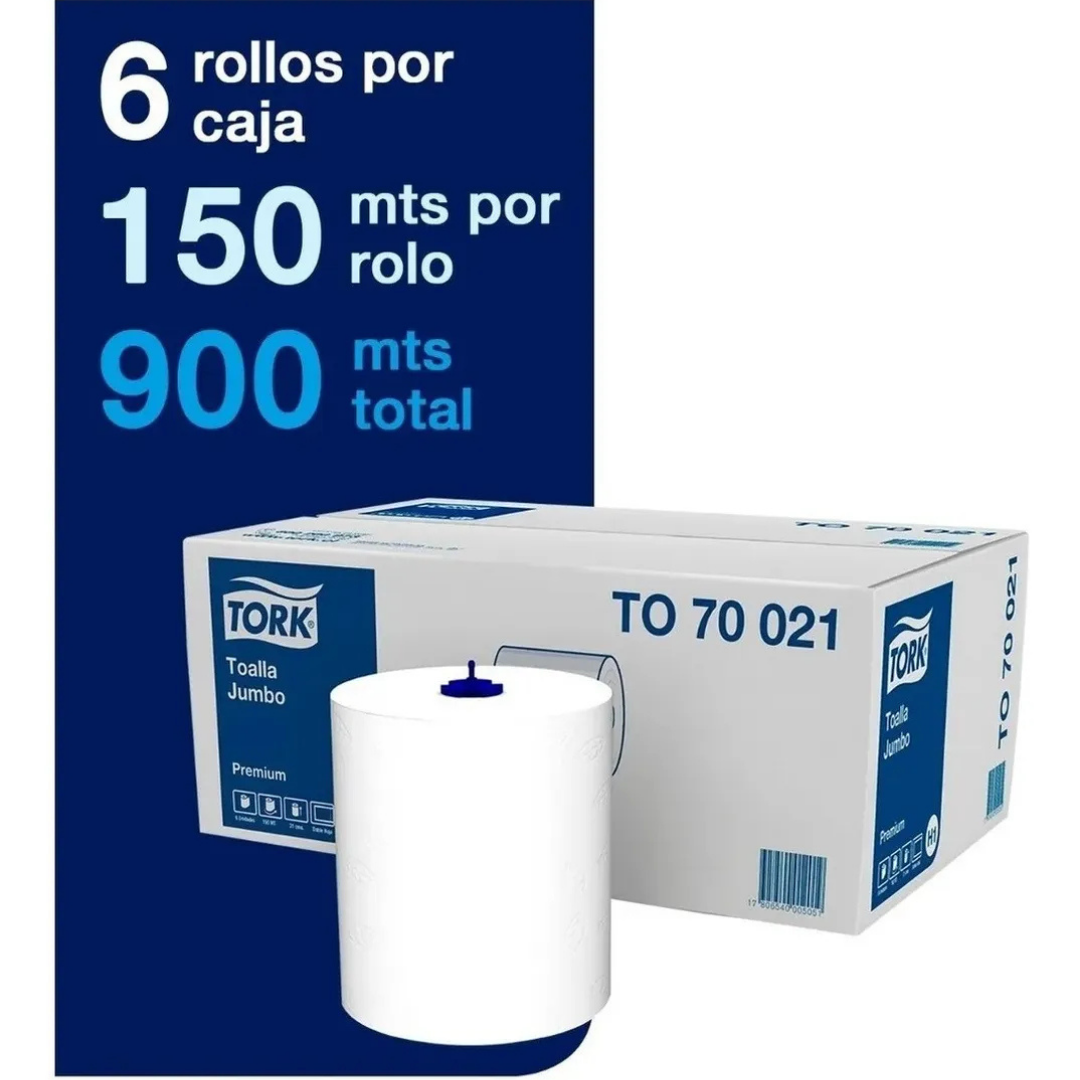 TO70021 TORK PREMIUM TOALLA JUMBO D/H 6X150 MT