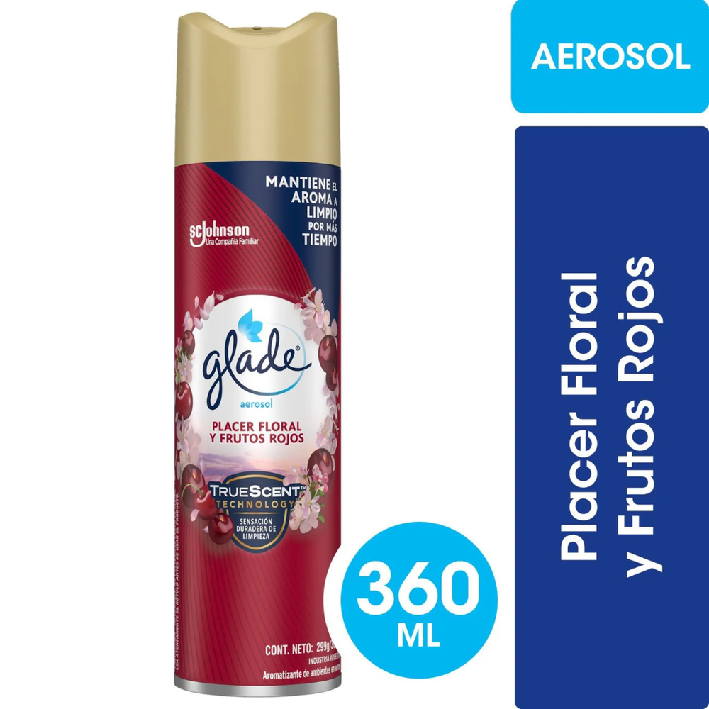DESODORANTE AMBIENTAL GLADE 360 PLACERES FLORAL Y FRUTOS ROJOS