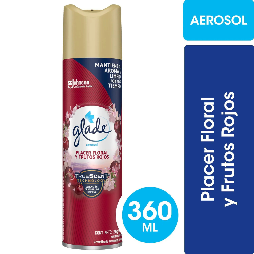 DESODORANTE AMBIENTAL GLADE 360 PLACERES FLORAL Y FRUTOS ROJOS