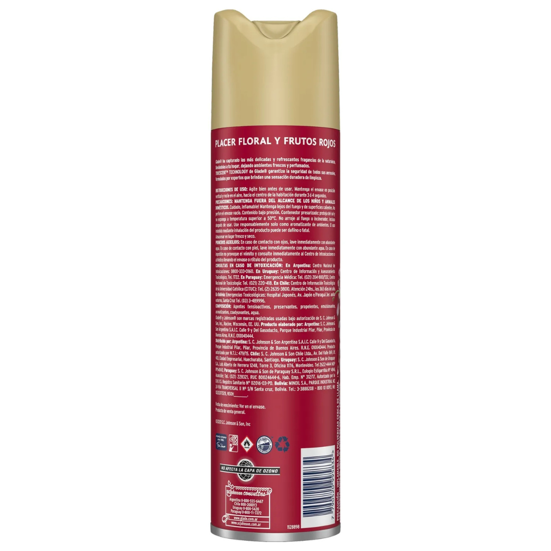 DESODORANTE AMBIENTAL GLADE 360 PLACERES FLORAL Y FRUTOS ROJOS