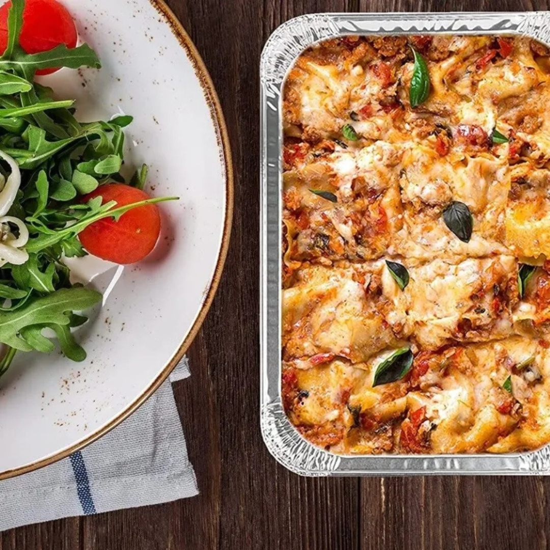 BANDEJA ALUMINIO 2200CC CON TAPA CARTON ALUMINIO 1X20 C40