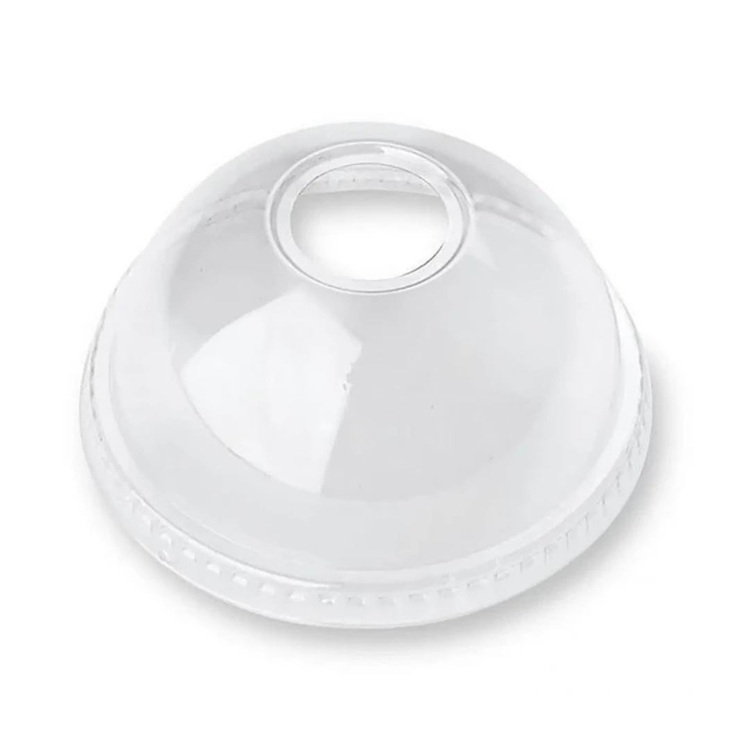 TAPA DOMO PET C/HOYO 92 MM P/VASO DE 12/20 OZ 1X100