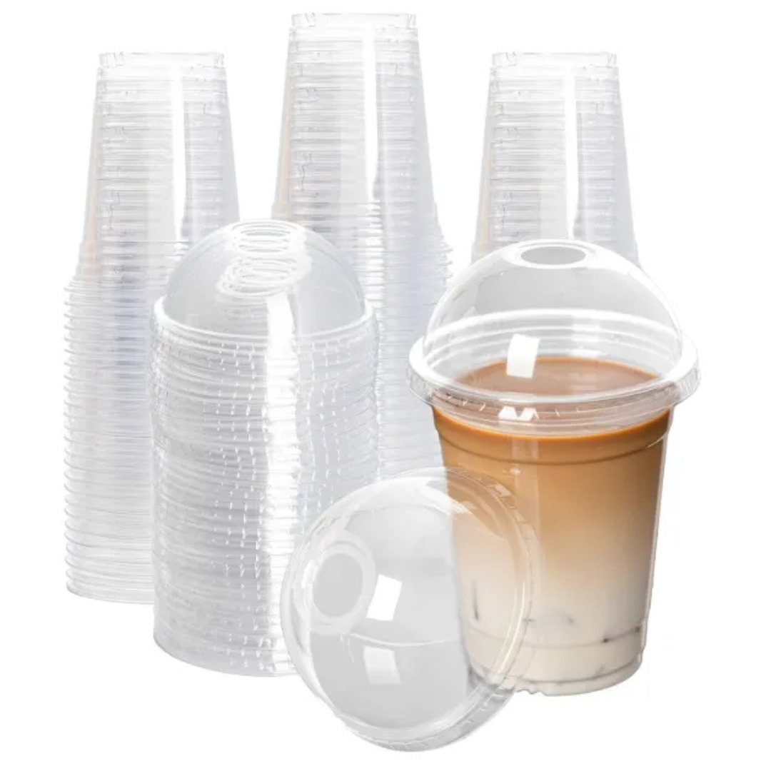 TAPA DOMO PET C/HOYO 92 MM P/VASO DE 12/20 OZ 1X100