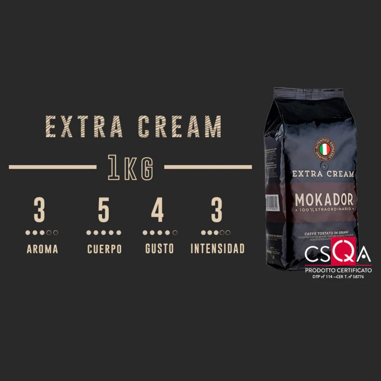 CAFE GRANO MOKADOR 1 KILO  ITALIANO