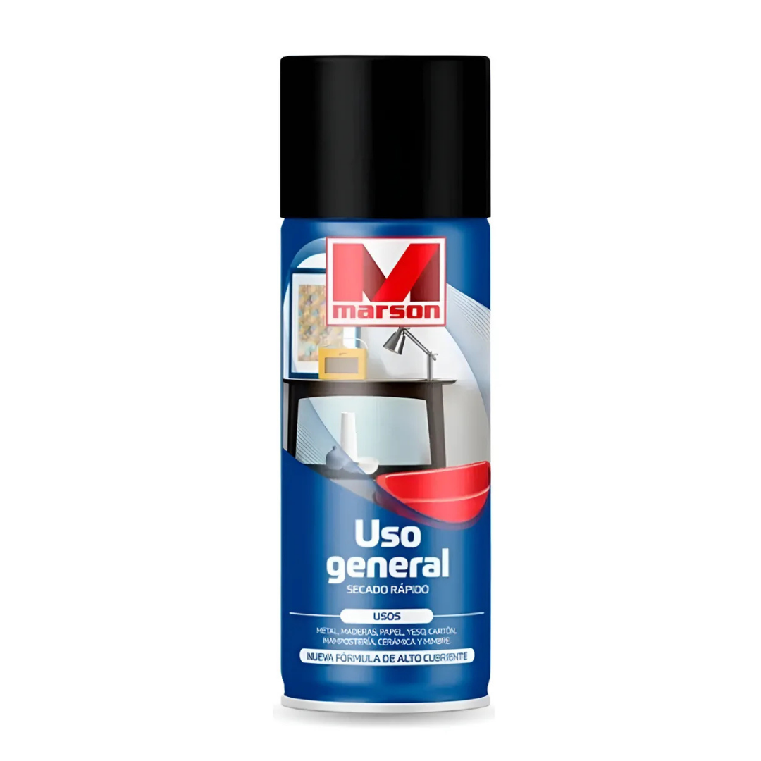 SPRAY ESMALTE NEGRO OPACO 485 ML USO GENERAL MARSON