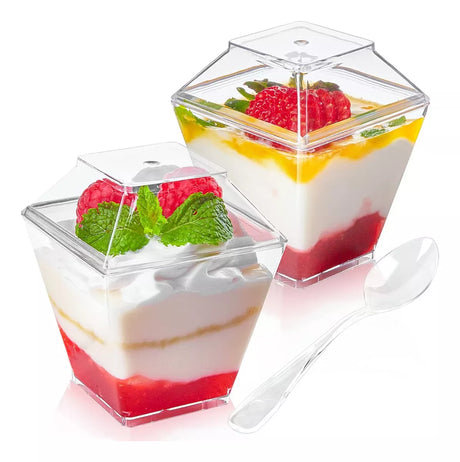 BASE / TAPA P/ POSTRE PS CUADRADO 220 ML / TIRA DE 10