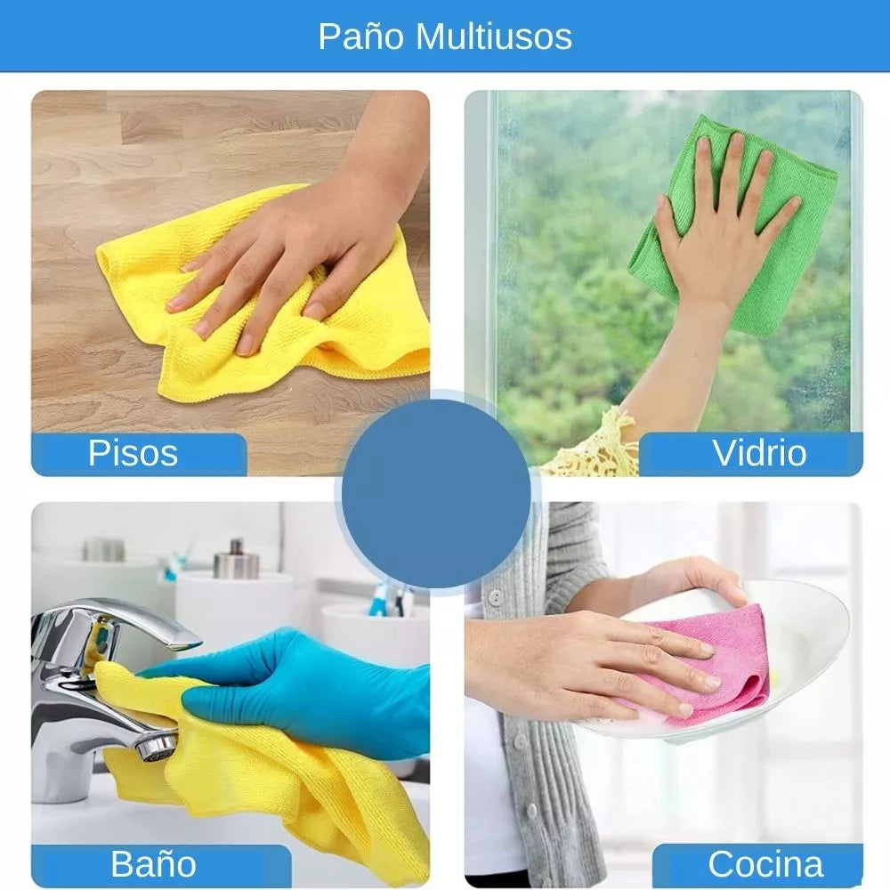 Paños Microfibra 40x40cm Colores Variado