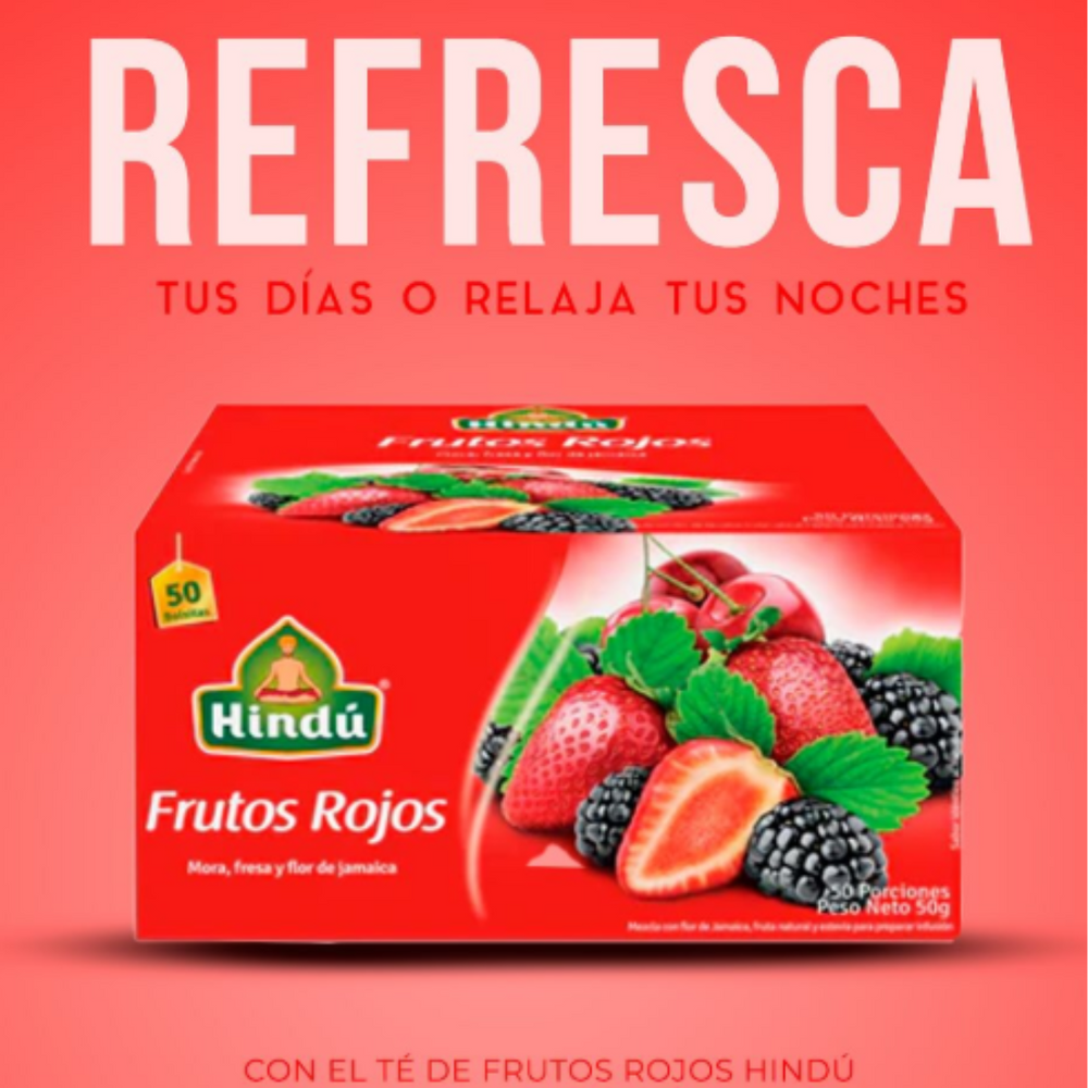 INFUSION FRUTAL HINDU FRUTOS ROJOS X 10 UNIDADES