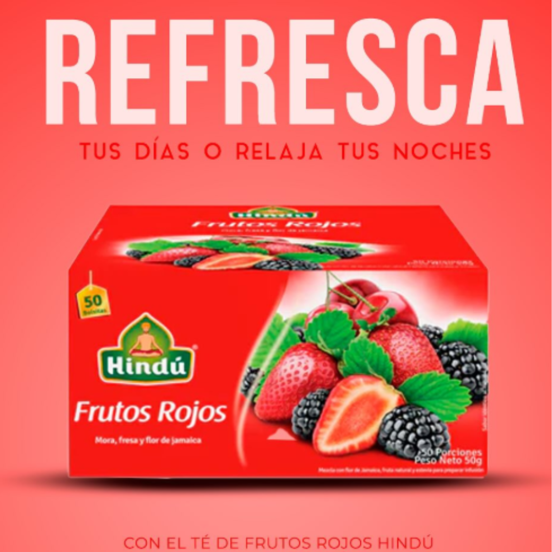 INFUSION FRUTAL HINDU FRUTOS ROJOS X 10 UNIDADES