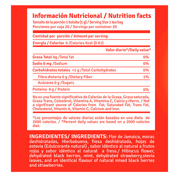 INFUSION FRUTAL HINDU FRUTOS ROJOS X 20 UNIDADES