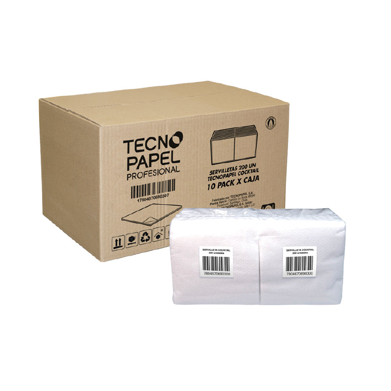 SERVILLETA COKTAIL TECNOPAPEL 1X200 (24X24CM)