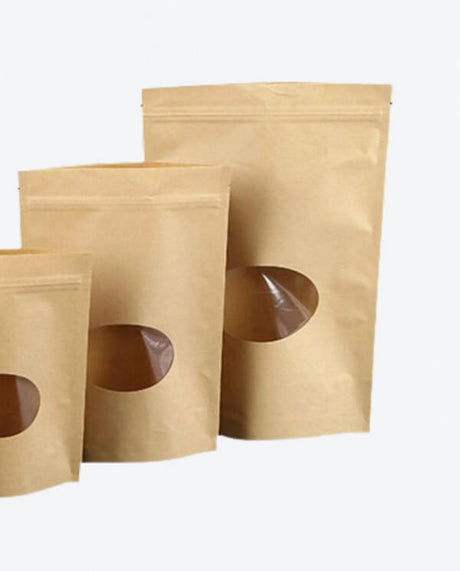 Bolsas Doypack Kraft con Ventana 130x205 mm