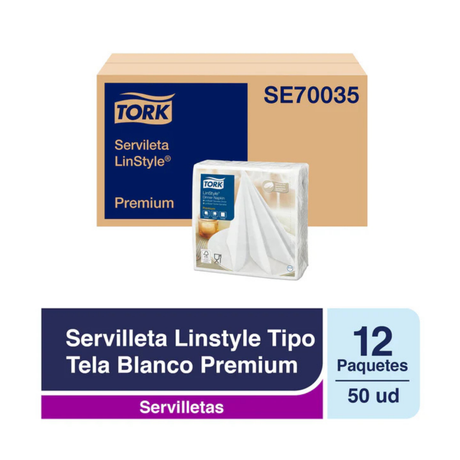 SE70035 TORK PREMIUM SERVILLETA LINSTYLE BLANCA 12X50