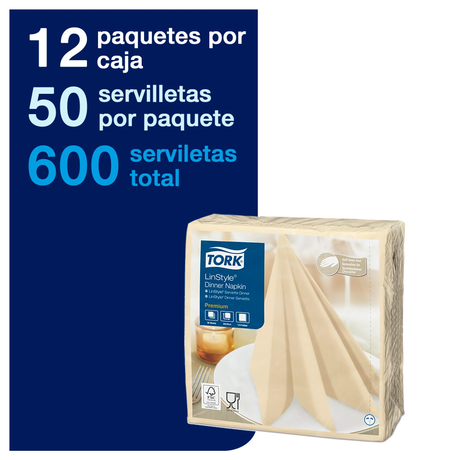 SE70033 TORK PREMIUM SERVILLETA LINSTYLE CREMA 12X50