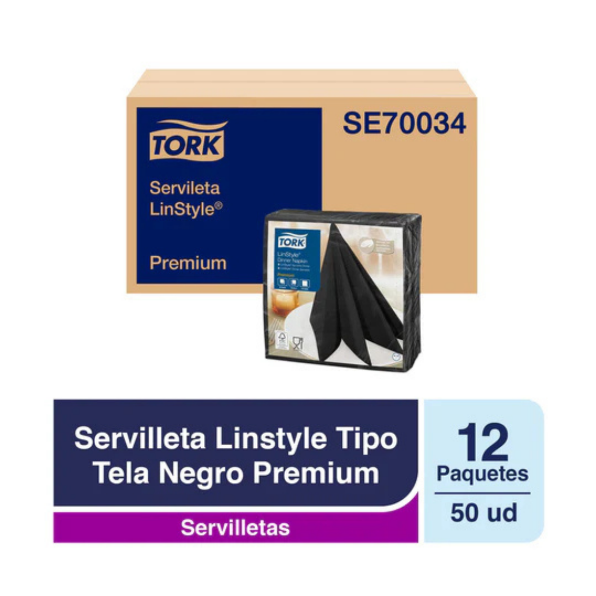 SE70034 TORK PREMIUM SERVILLETA LINSTYLE NEGRA 12X50