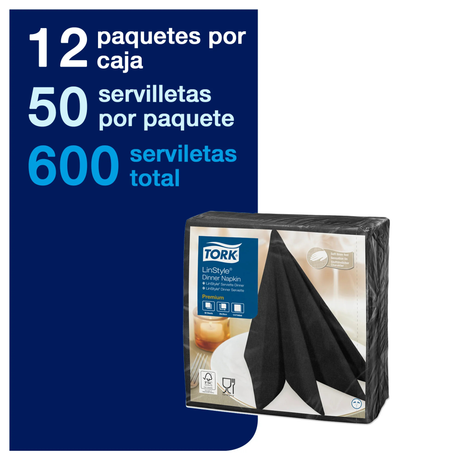 SE70034 TORK PREMIUM SERVILLETA LINSTYLE NEGRA 12X50