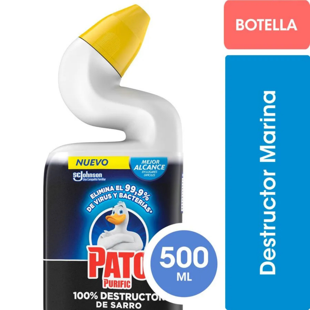 LIMPIADOR DE INODORO PATO PURIFIC DESTRUCTOR DE SARRO MARINA 500ML