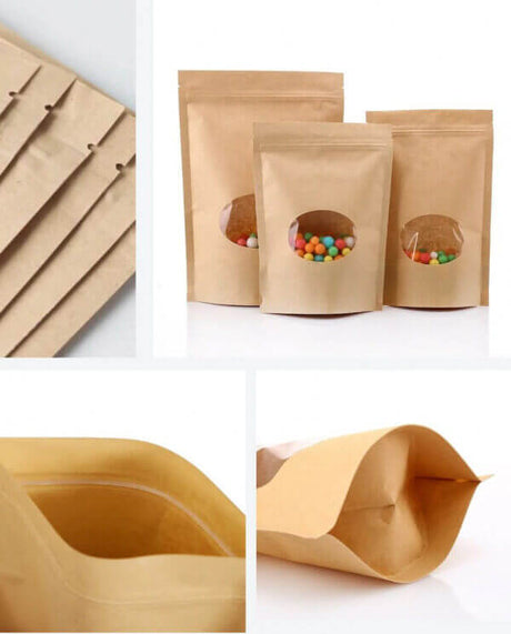 Bolsas Doypack Kraft con Ventana 150X230 mm