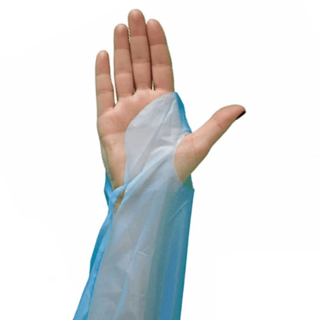 PECHERA PLASTICA CON MANGAS Y OJAL PARA PULGAR 1X10