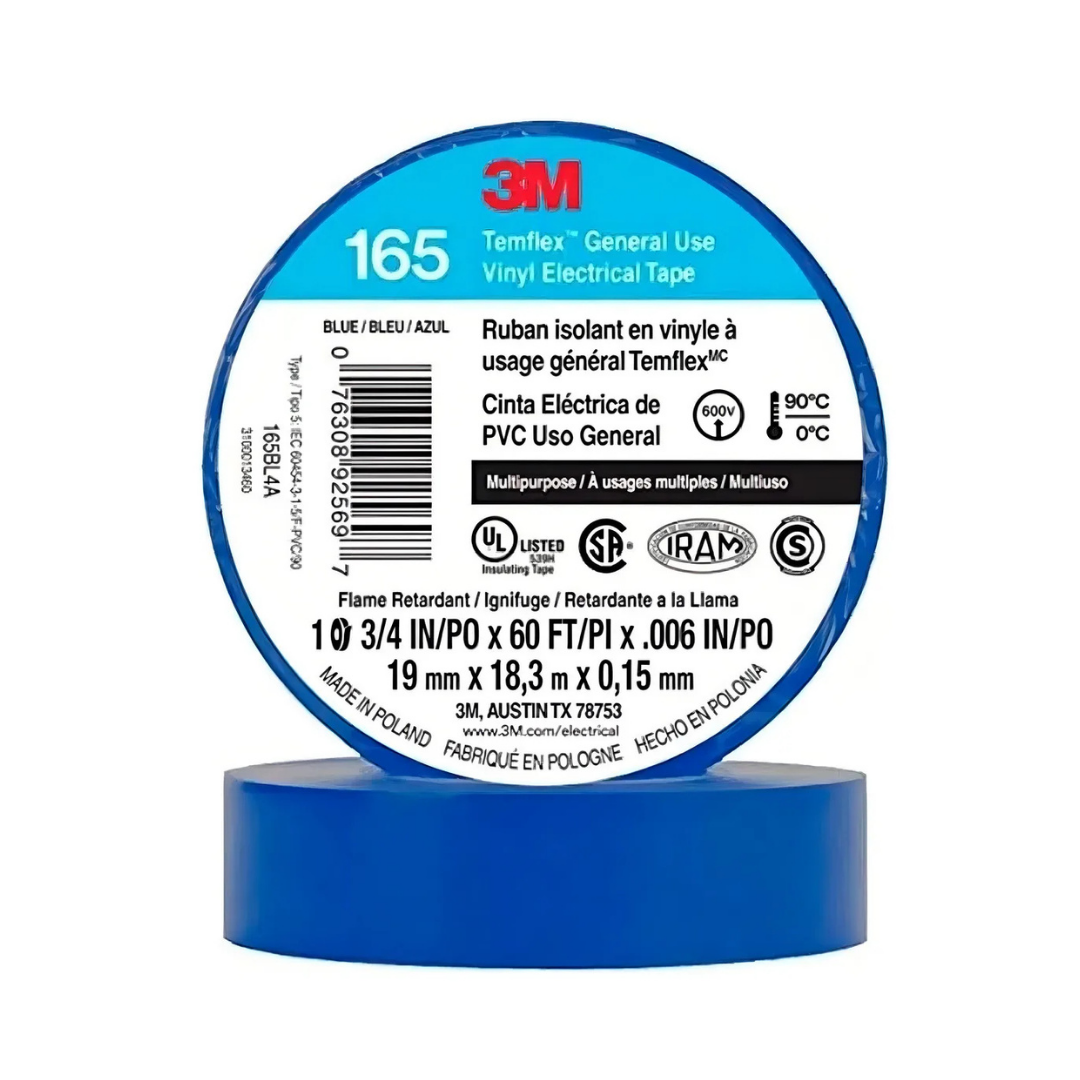 CINTA TEMFLEX 165 19MMX 18 MT AZUL