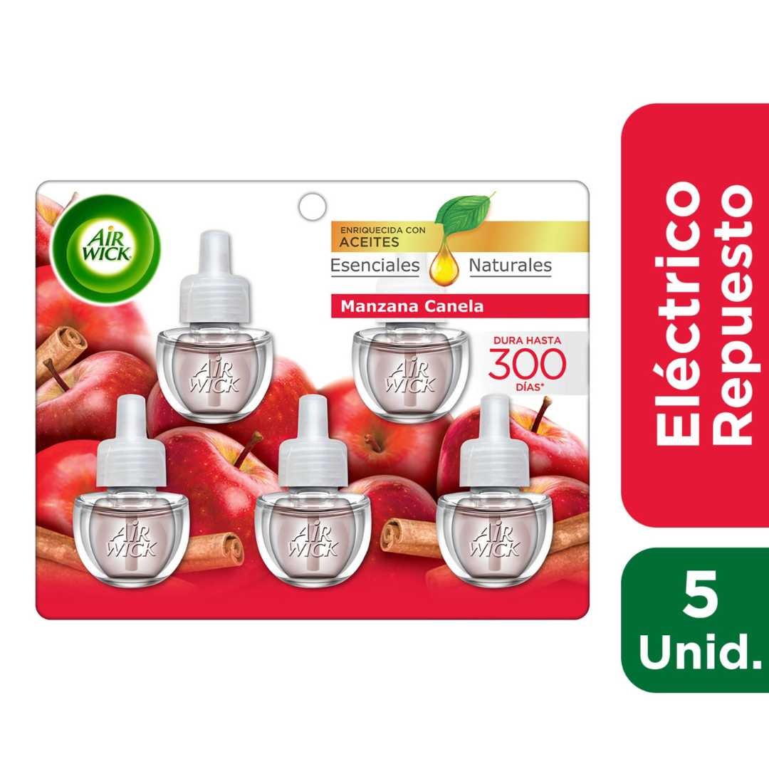 AIRWICK RECARGA DESODORANTE ELECTRICO MANZANA CANELA 5 UNID