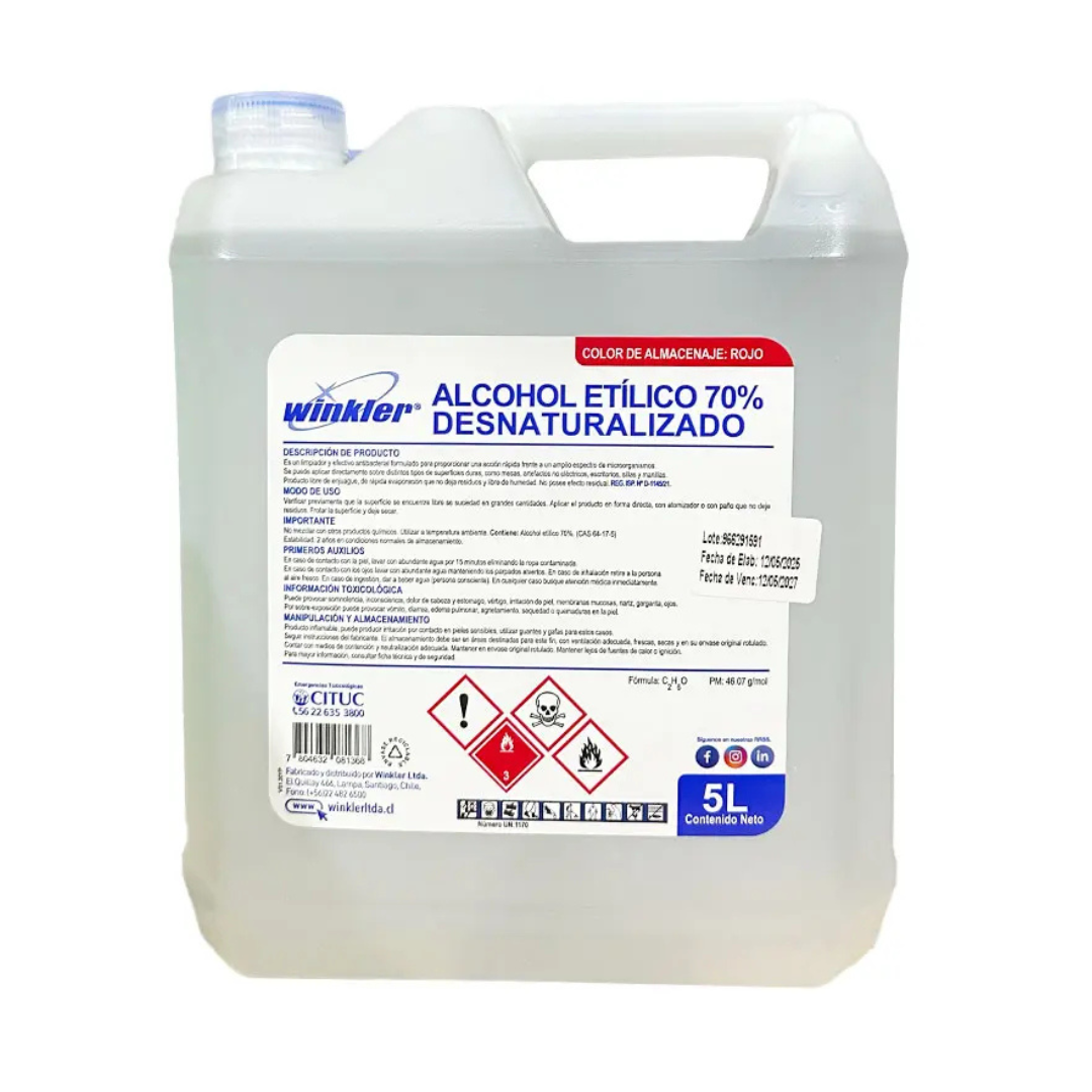 ALCOHOL  ETILICO DESNATURALIZADO TECNICO 70% 5 LITRO - WINKLER