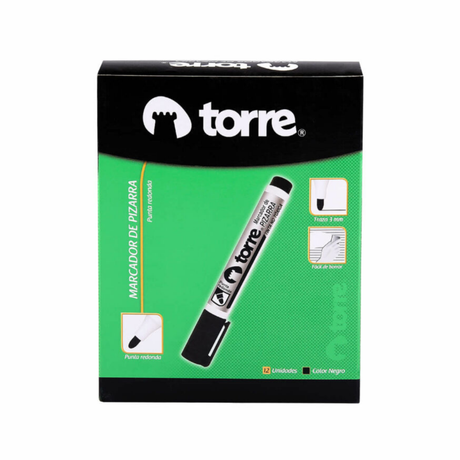 MARCADOR PIZARRA PTA REDONDA NEGRO TORRE