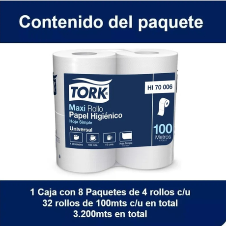 HI70006 TORK UNIVERSAL HIGIENICO ROLLO H/S 32X100 MT