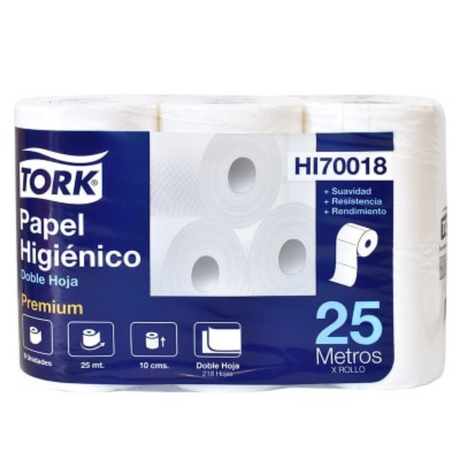 HI70018 TORK PREMIUM HIGIENICO ROLLO D/H 6 x 25 mtrs