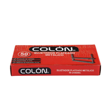 SUJETADOR ECONÓMICO PLATEADO 50 UNID. COLON