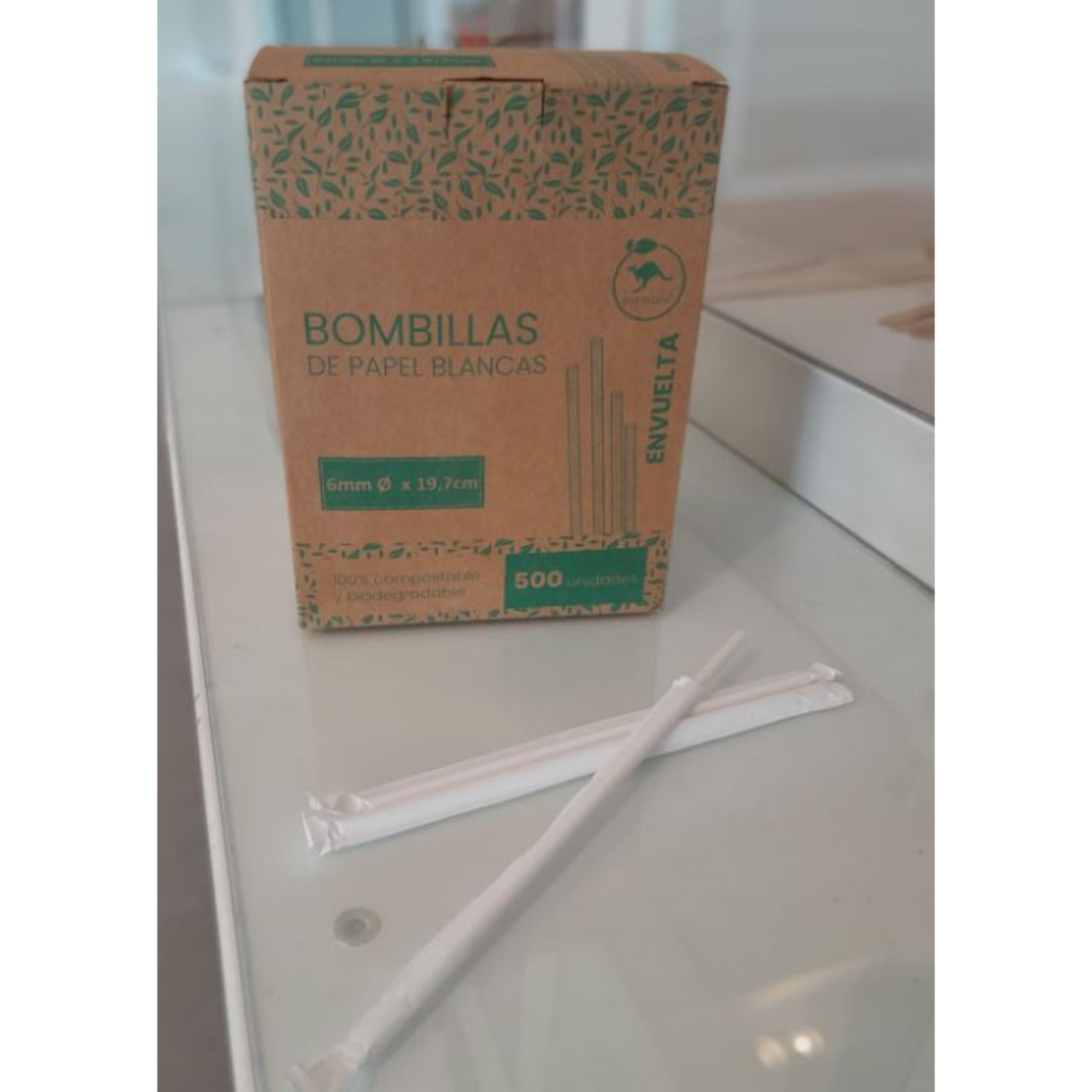 BOMBILLA DE PAPEL BLANCA 3 CAPAS ENVUELTA 6MM X 19,7CM 1X500