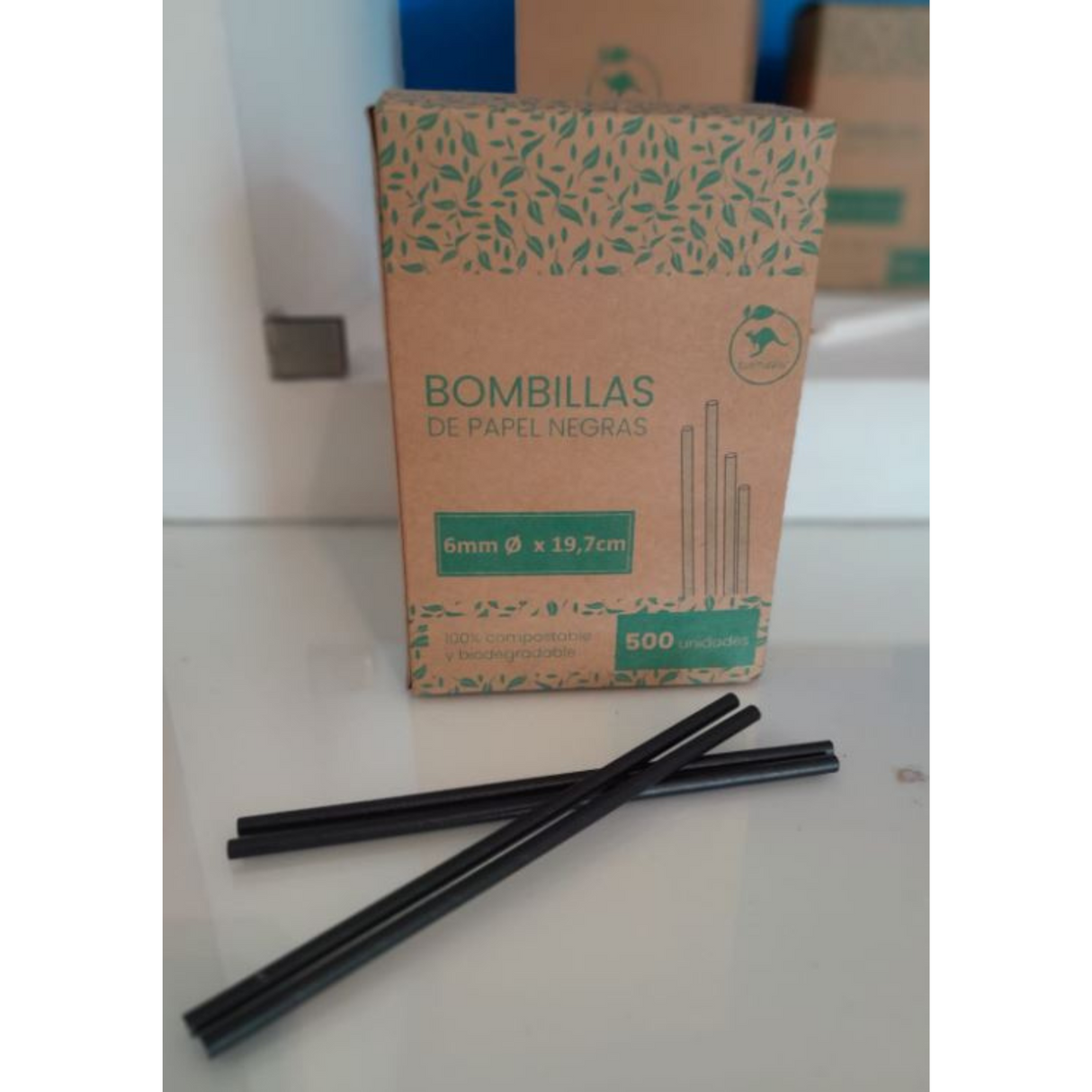 BOMBILLA DE PAPEL NEGRA 3 CAPAS 6MM X 19,7CM 1X500