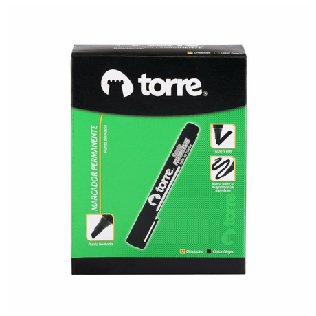  MARCADOR PERM. PTA. BISELADA NEGRO TORRE-  