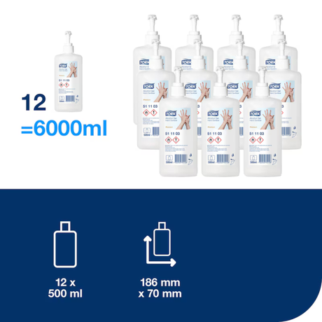 511103 TORK JABÓN LIQUIDO ALCOHOL GEL STAND ALONE 12X500ml