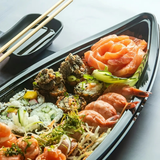 BARCO BASE NEGRA TAPA TRANSPARENTE SUSHI