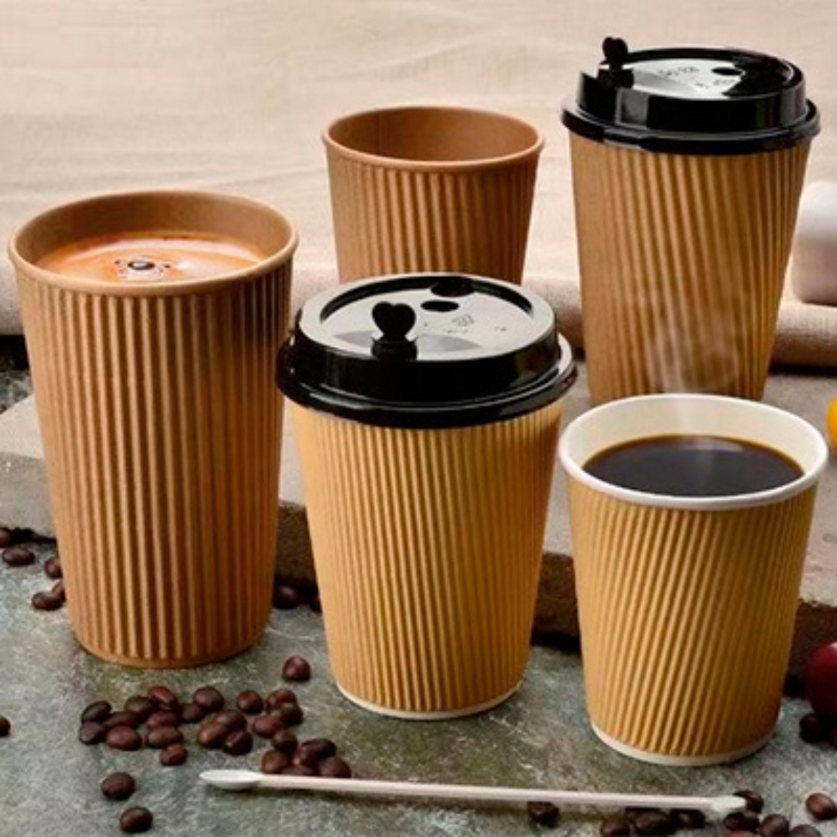 Vaso Ripple 8oz Kraft c/PE interior 1x25
