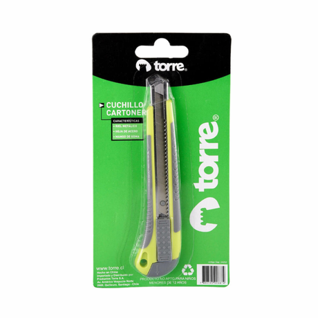 BLISTER CUCHILLO CARTONERO CHICO - RIEL METALICO- MANGO GOMA - TORRE