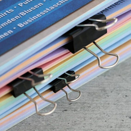 CAJA DOBLE CLIP NEGRO 19 MM - 12 UNID.