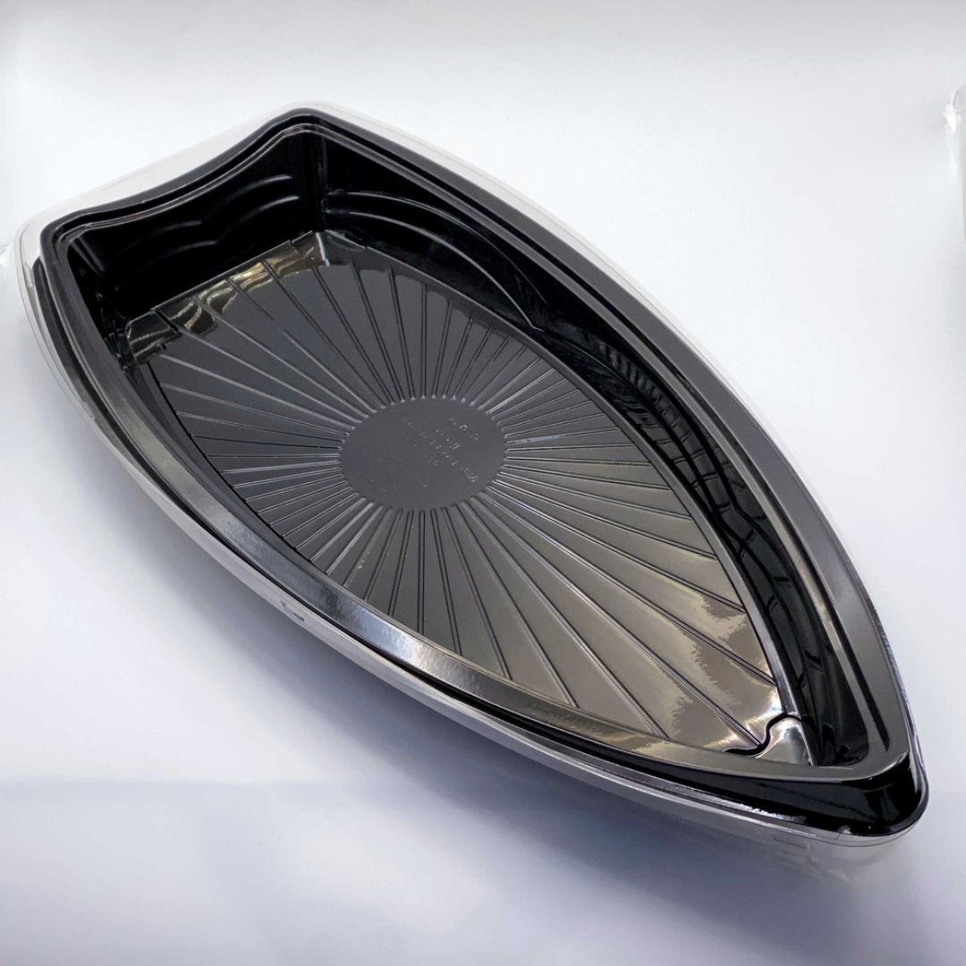 BARCO MEDIANO BASE NEGRA TAPA TRANSPARENTE SUSHI