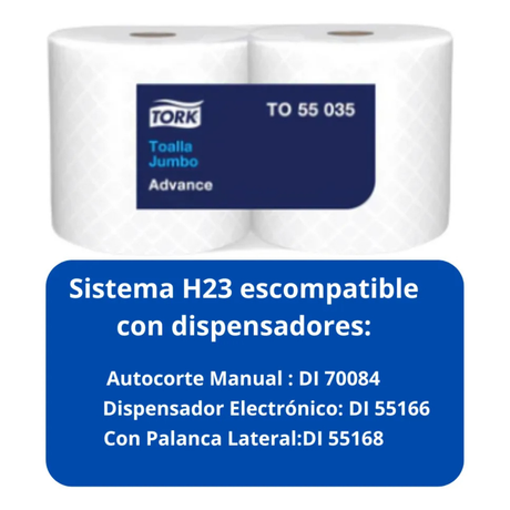 TO55035 TORK ADVANCED TOALLA JUMBO D/H 2X200 MT