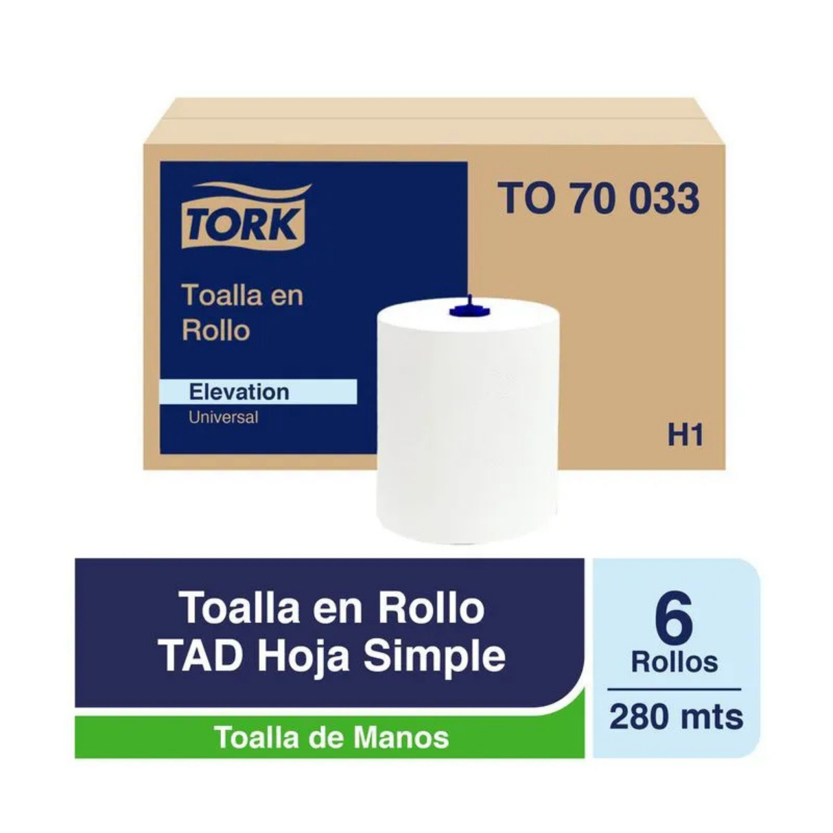 TO70033 TORK UNIVERSAL TOALLA JUMBO TAD H/S 6 X280 MT