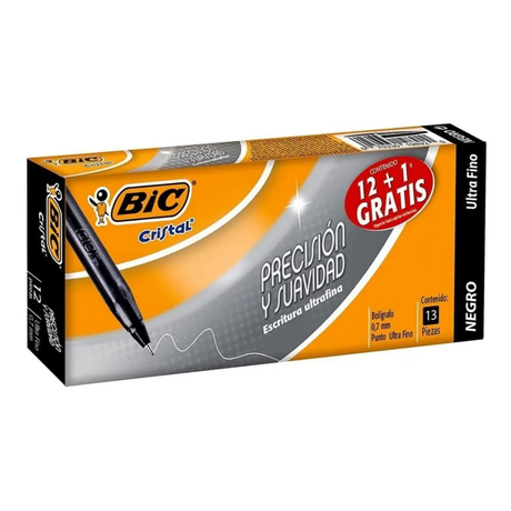 BOLIGRAFO FINO CRISTIAL DS 0,8MM NEGRO - BIC