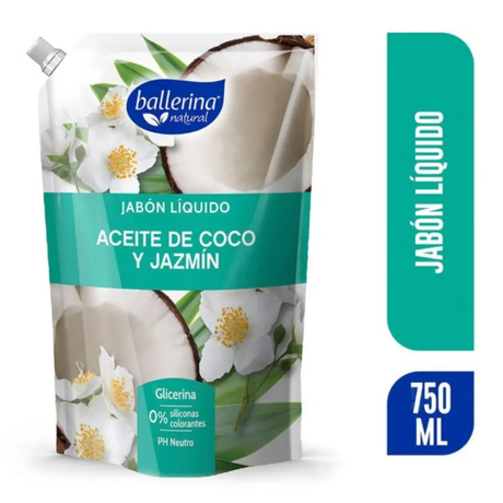 JABON LIQUIDO ACEITE COCO Y JAZMIN 750 ML BALLERINA