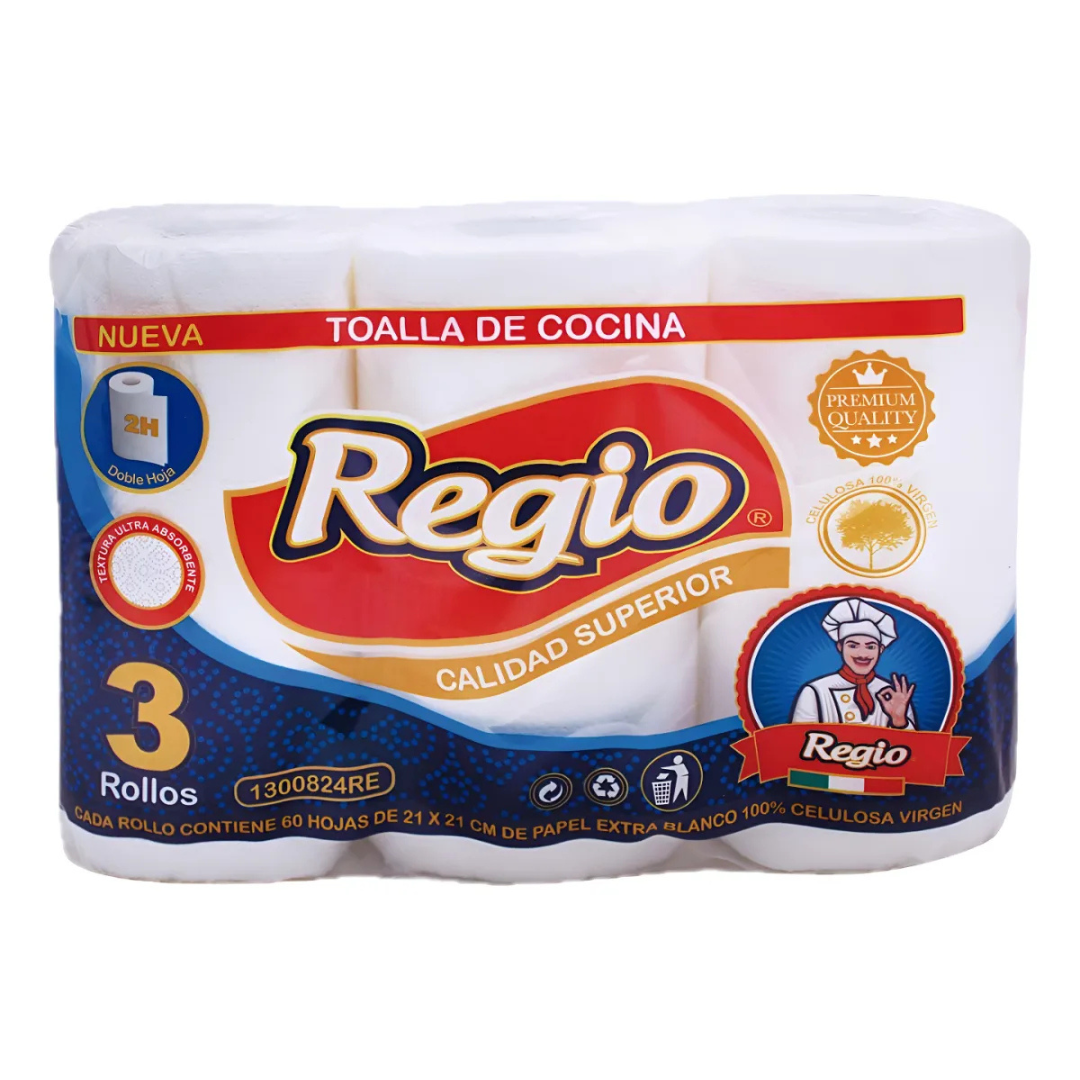 TOALLA REGIO COCINA 12,6 MTS X 3 ROLLOS DH